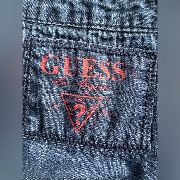 Girls Vintage Denim Guess Top M(10/12) Snap Button Front Long Sleeve - Picture 11 of 13